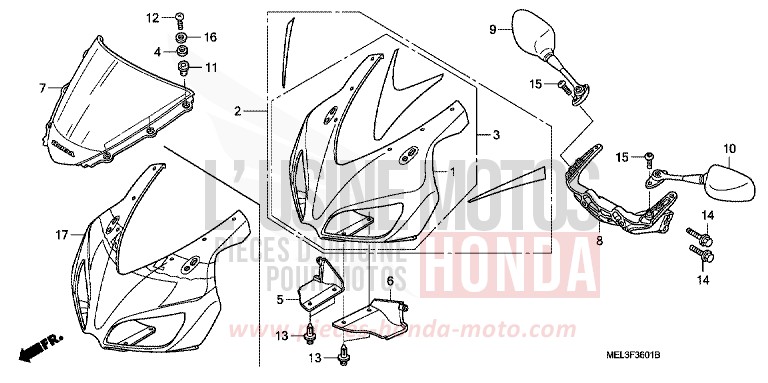 PANNEAU SUPERIEUR (CBR1000RR6/7) de CBR1000RR "Fireblade" GRAPHITE BLACK (NHB01BA) 2006